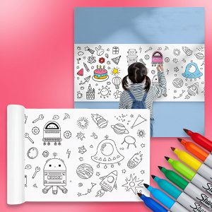 Tekenrol voor kinderen - 300 cm, plakt op elke muur, geen lijmresten | FUNPICROLL