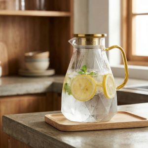 Glazen kan met diamantpatroon | DIAPOUR