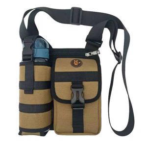 Schoudertas met houder voor waterfles - 22x21 cm, mesh | TREZORIA